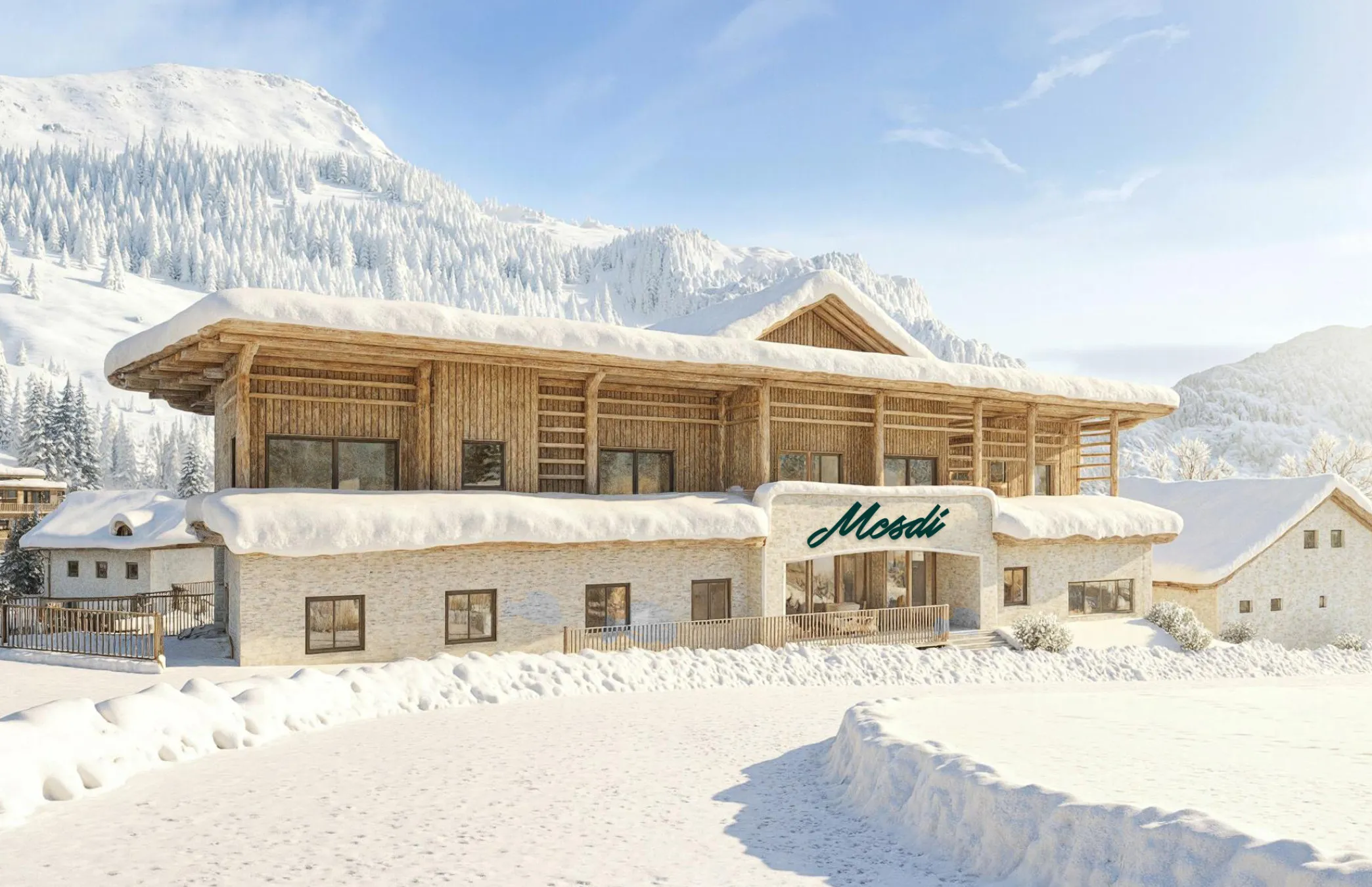 Hotel Mesdì im Winter mit direktem Ski-in/Ski-out Zugang zu den Pisten – ideal für Skibegeisterte.