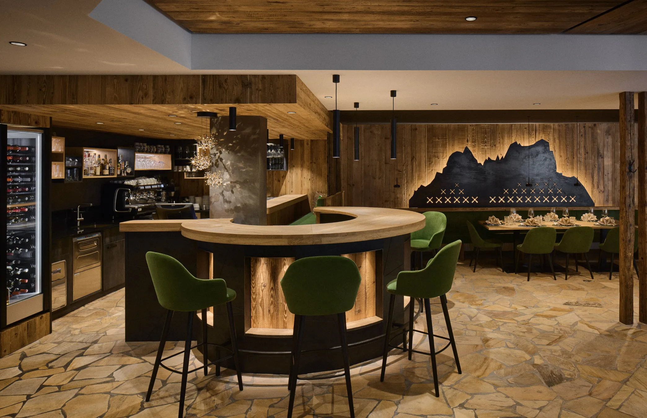 Bar at Hotel Mesdì, cozy and modern, perfect for a drink or a relaxing moment.